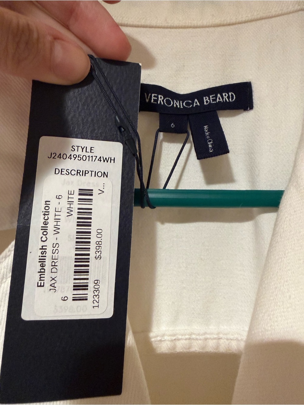 NWT Veronica Beard Jax Dress Sleeveless Button-Front White Shirt Dress - Picture 6 of 6